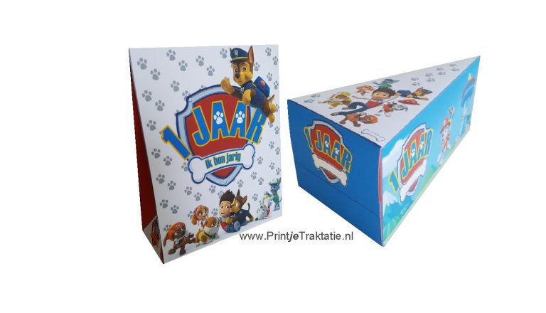 Paw Patrol traktatiezakje en taartpunt