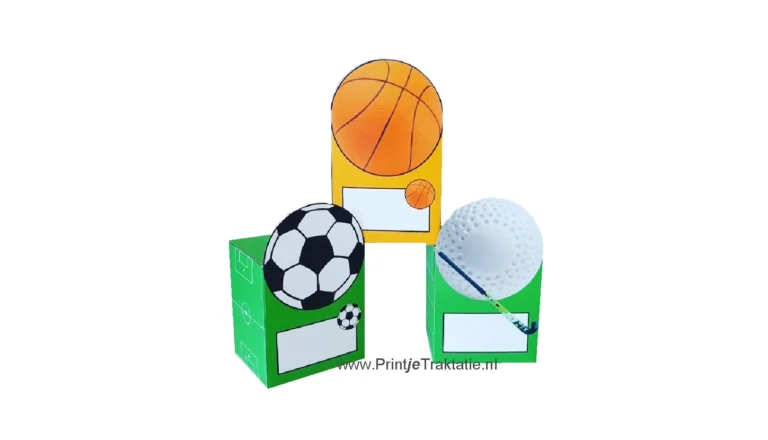 Sport traktatiedoosjes met een basketbal, voetbal en golfbal